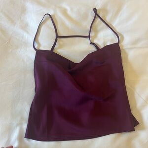 Lovers + Friends Purple Cowl Neck Silk Tank